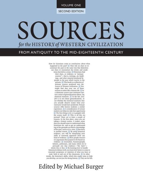 Cover for Michael Burger · Sources for the History of Western Civilization, Volume I: From Antiquity to the Mid-Eighteenth Century, Second Edition (Paperback Book) (2015)