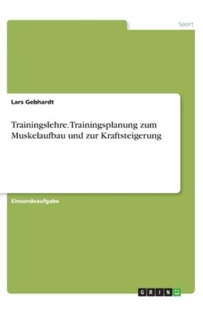 Cover for Gebhardt · Trainingslehre. Trainingsplanu (N/A)