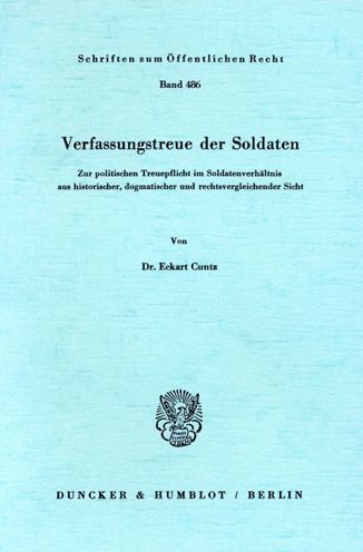 Cover for Cuntz · Verfassungstreue der Soldaten. (Book) (1985)