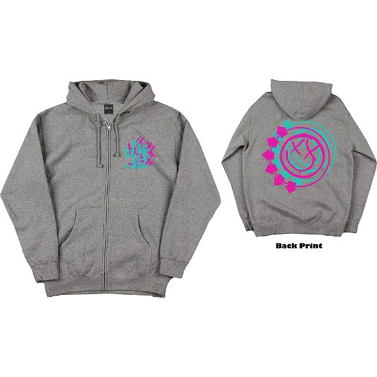 Cover for Blink-182 · Blink-182 Unisex Zipped Hoodie: Double Six Arrow Smiley (Back Print) (Hoodie) [size S] [Grey - Unisex edition]