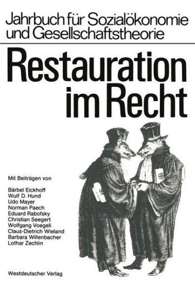 Cover for Hochschule Fur Wirtschaft Und Politik Hamburg · Restauration Im Recht - Jahrbuch Fur Sozialoekonomie Und Gesellschaftstheorie (Taschenbuch) [1988 edition] (1988)