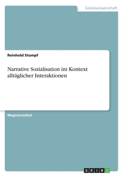 Cover for Stumpf · Narrative Sozialisation im Konte (Book) [German edition] (2013)