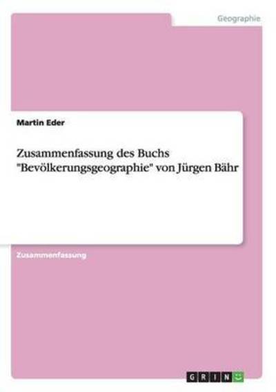 Cover for Eder · Zusammenfassung des Buchs &quot;Bevölke (Bok) (2015)