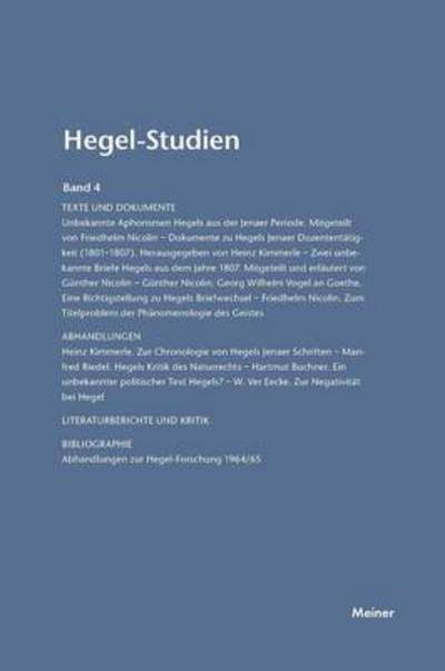 Hegel-Studien / Hegel-Studien Band 4 - Otto Poeggeler - Books - Felix Meiner - 9783787329304 - 1967