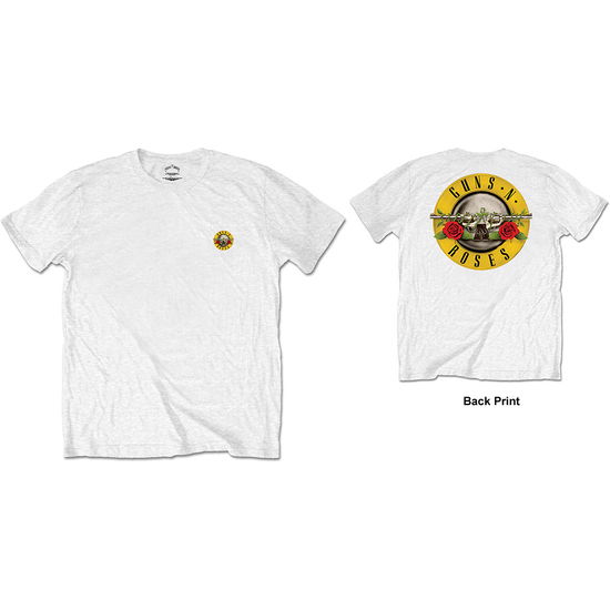 Cover for Guns N Roses · Guns N' Roses Unisex T-Shirt: Classic Logo (Back Print / Retail Pack) (T-shirt) [size S] [White - Unisex edition]