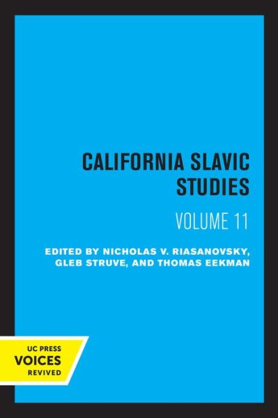 Cover for Nicholas V. Riasanovsky · California Slavic Studies, Volume XI - California Slavic Studies (Paperback Book) (2022)