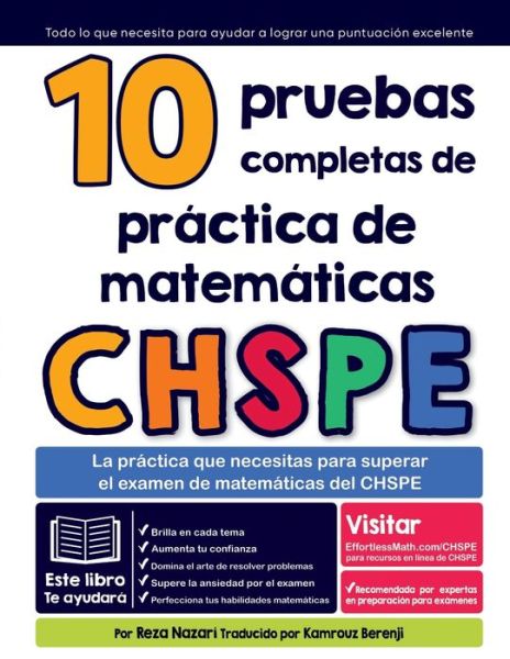 Cover for Reza Nazari · 10 Pruebas Completas de Práctica de Matemáticas CHSPE (Book) (2023)