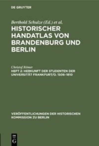 Cover for Römer · Herkunft der Studenten der Univer (Book) (1980)