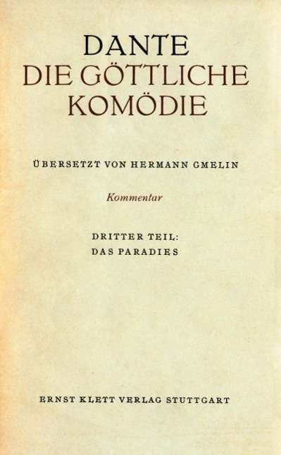 Cover for Dante · Göttliche Komödie,Komm.3 Parad. (Book)