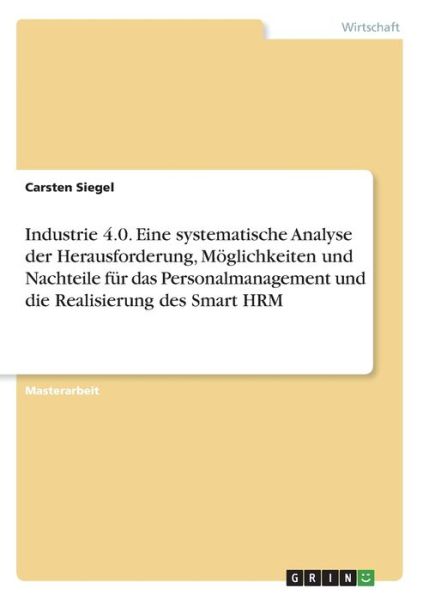 Cover for Siegel · Industrie 4.0. Eine systematisch (Book)