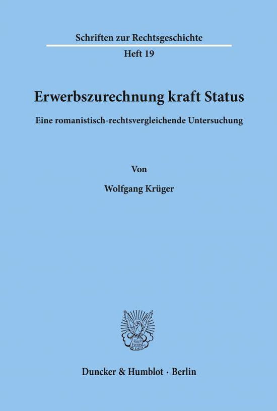 Cover for Krüger · Erwerbszurechnung kraft Status. (Buch) (1979)