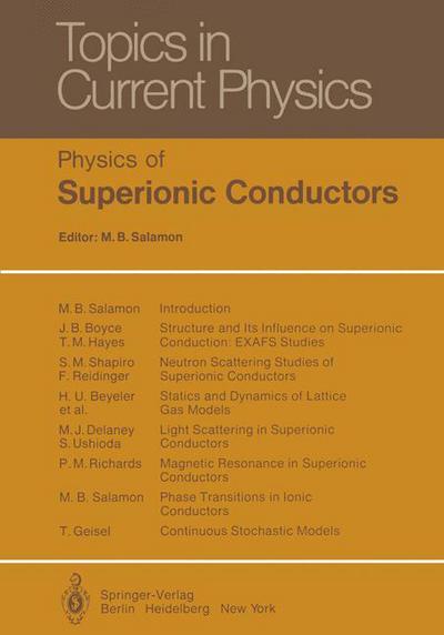 Cover for M B Salamon · Physics of Superionic Conductors - Topics in Current Physics (Paperback Book) [Softcover reprint of the original 1st ed. 1979 edition] (2012)