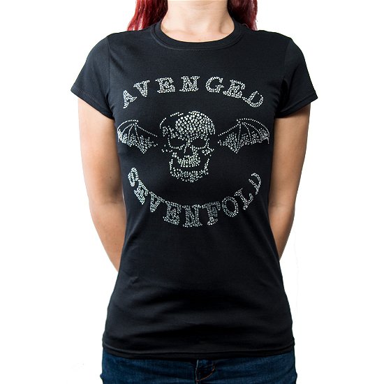 Avenged Sevenfold Ladies T-Shirt: Death Bat (Embellished) - Avenged Sevenfold - Koopwaar - Unlicensed - 5055979958307 - 