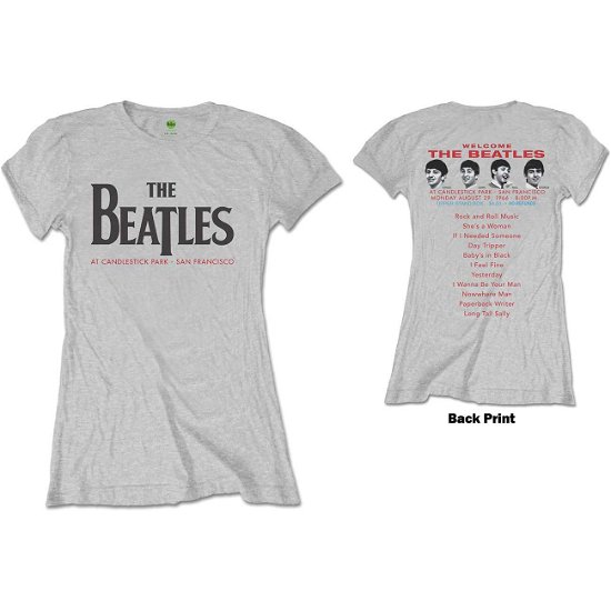 The Beatles Ladies T-Shirt: Candlestick Park (Back Print) - The Beatles - Merchandise -  - 5056170659307 - 