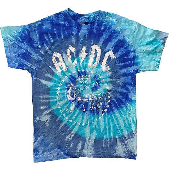 AC/DC Unisex Tee: For Those About to Rock Tie Die - AC/DC - Merchandise -  - 5056368618307 - 