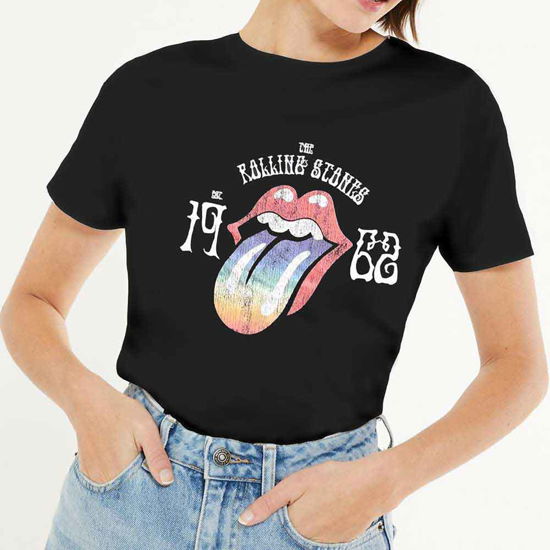 The Rolling Stones Ladies Hi-Build T-Shirt: Sixty Rainbow Tongue '62 - The Rolling Stones - Produtos -  - 5056561035307 - 