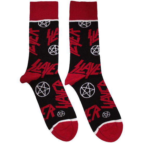 Slayer Unisex Ankle Socks: Logos and Pentegrams (Black) (UK Size 7 - 11) - Slayer - Fanituote -  - 5056737256307 - maanantai 3. kesäkuuta 2024