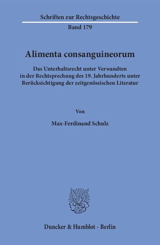 Cover for Schulz · Alimenta consanguineorum. (Book) (2017)