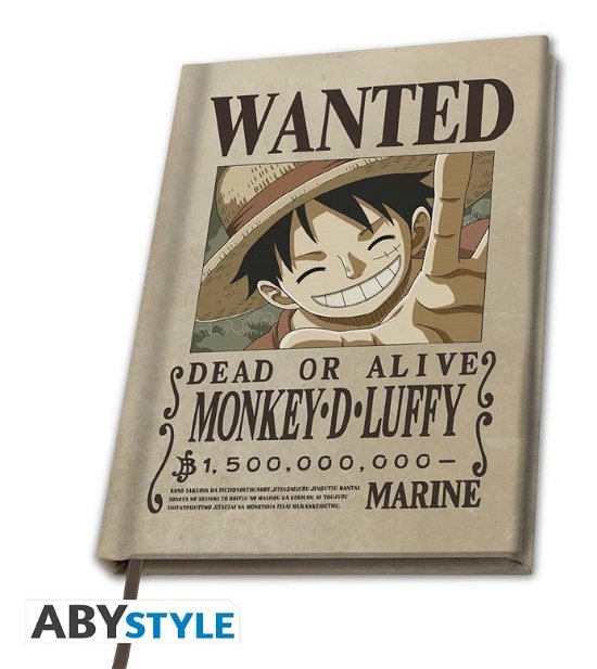 Cover for One Piece: ABYstyle · Wanted Luffy (A5 Notebook / Quaderno) (MERCH)