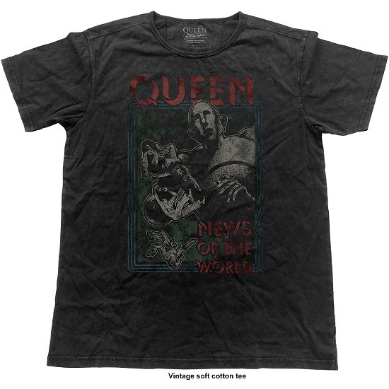 Cover for Queen · Queen Unisex Fashion Tee: News of the World Vintage (Vintage Finish) (Bekleidung) [size S] [Black - Unisex edition]
