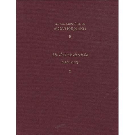 Cover for Montesquieu · De l'Esprit des Loix Manuscrits (I et II) (Book) (2008)