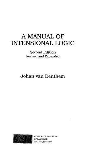 Cover for Johan van Benthem · A Manual of Intensional Logic - Center for the Study of Language &amp; Information - Lecture Notes (Hardcover bog) [2 Revised edition] (1988)