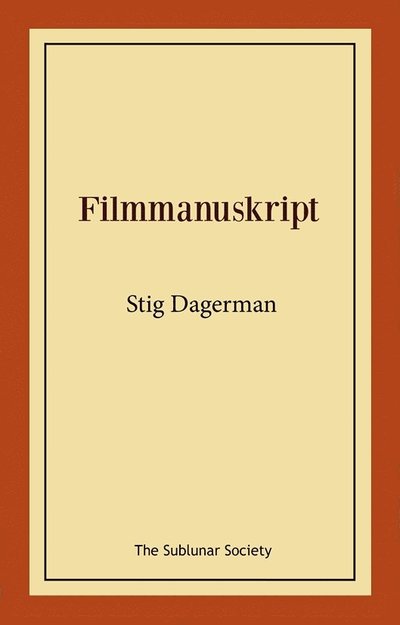 Cover for Stig Dagerman · Filmmanuskript (Paperback Book) (2025)