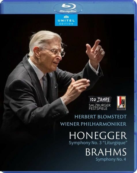 Cover for Wiener Philharmoniker · Honegger &amp; Brahms: Wiener Philharmoniker Conducted by Herbert Blomstedt at Salzburg Festival (Blu-ray) (2022)