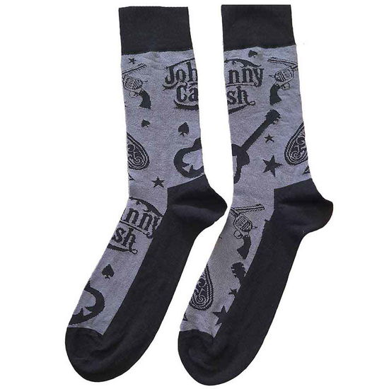 Johnny Cash Unisex Ankle Socks: Guitars 'n Guns (UK Size 7 - 11) - Johnny Cash - Merchandise -  - 5056561028309 - 