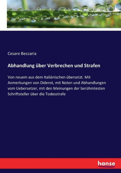 Cover for Cesare Beccaria · Abhandlung uber Verbrechen und Strafen (Paperback Book) (2017)