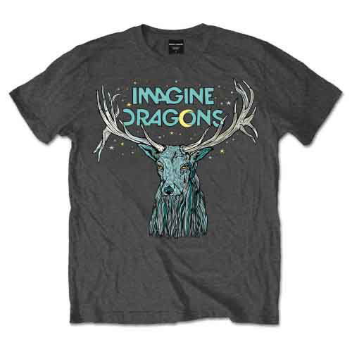 Imagine Dragons Unisex T-Shirt: Elk in Stars (Charcoal Grey) - Imagine Dragons - Produtos - Bravado - 5055979901310 - 21 de maio de 2015