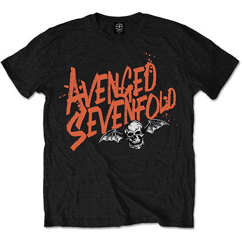 Avenged Sevenfold Unisex T-Shirt: Orange Splatter - Avenged Sevenfold - Mercancía - Unlicensed - 5055979927310 - 