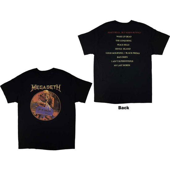 Cover for Megadeth · Megadeth Unisex T-Shirt: Peace Sells… Track list (Black) (Back Print) (T-shirt) [size L] [Black - Unisex edition] (2021)