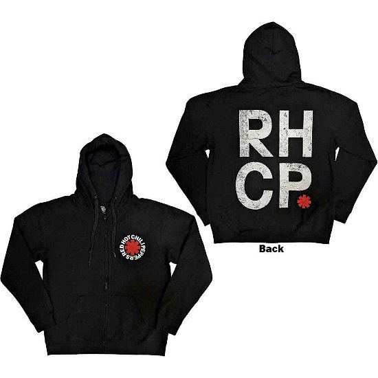 Red Hot Chili Peppers Unisex Zipped Hoodie: Red Asterisk (Back Print) - Red Hot Chili Peppers - Koopwaar -  - 5056737212310 - 