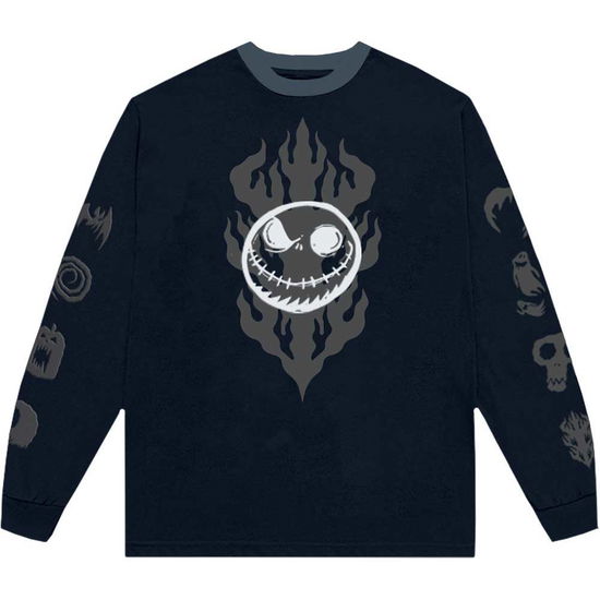 Cover for Nightmare Before Christmas - The · The Nightmare Before Christmas Unisex Long Sleeve T-Shirt: Flaming Jack (Navy Blue) (Embellished) (Bekleidung) [size S] (2024)