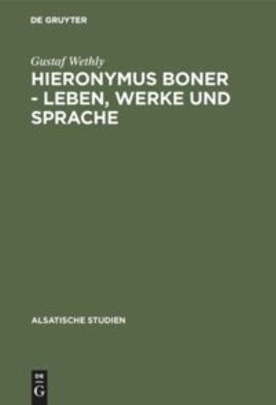 Cover for Gustaf Wethly · Hieronymus Boner (Bog) (1901)