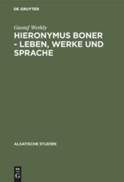 Cover for Gustaf Wethly · Hieronymus Boner (Book) (1901)