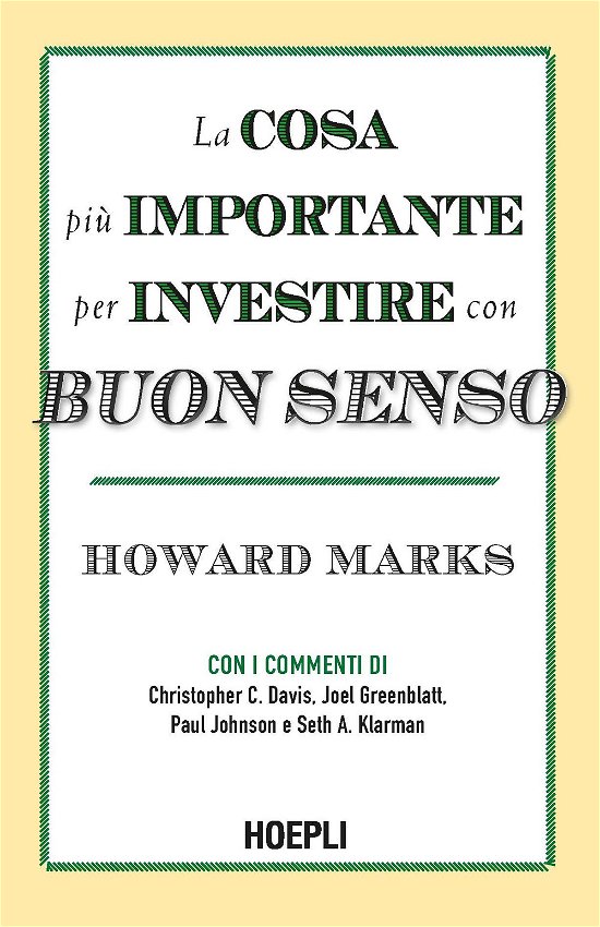 Cover for Howard Marks · La Cosa Piu Importante Per Investire Con Buon Senso (Bog)