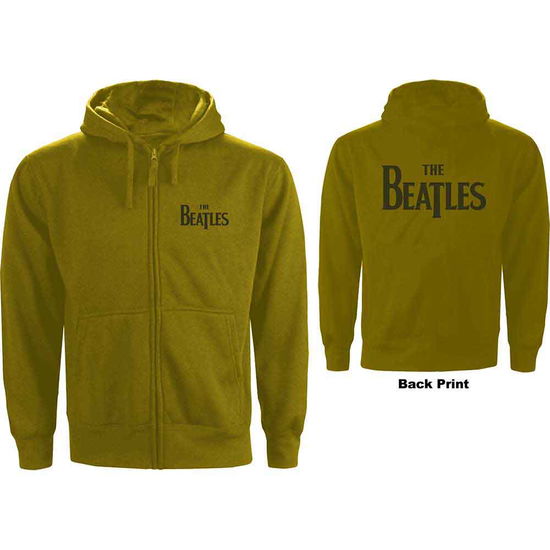 Cover for The Beatles · The Beatles Unisex Zipped Hoodie: Drop T Logo (Green) (Back Print) (Hoodie)