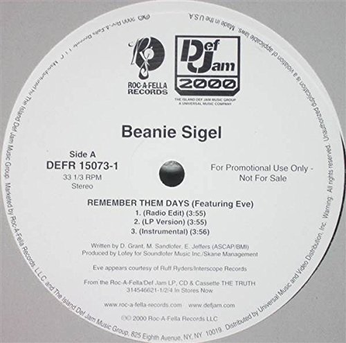 Remember Them Days - Beanie Sigel - Music - UNIDISC - 0731456282312 - June 30, 1990