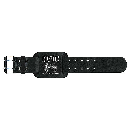 AC/DC Leather Wrist Strap: For Those About To Rock - AC/DC - Koopwaar -  - 5055339763312 - 