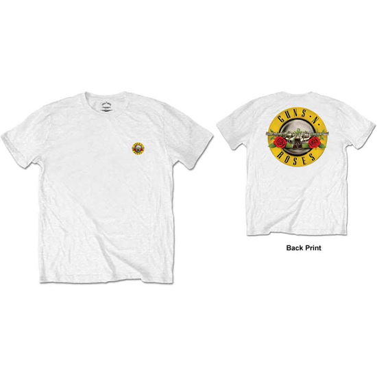 Cover for Guns N Roses · Guns N' Roses Unisex T-Shirt: Classic Logo (Back Print / Retail Pack) (T-shirt) [size M] [White - Unisex edition]