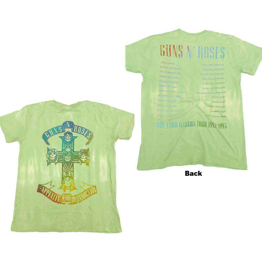 Guns N' Roses Unisex T-Shirt: Gradient Use Your Illusion Tour (Wash  Collection & Back Print)