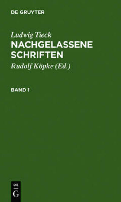 Cover for Ludwig Tieck · Nachgelassene Schriften (Book) (1973)