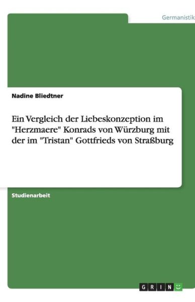 Cover for Bliedtner · Ein Vergleich der Liebeskonze (Book) [German edition] (2007)