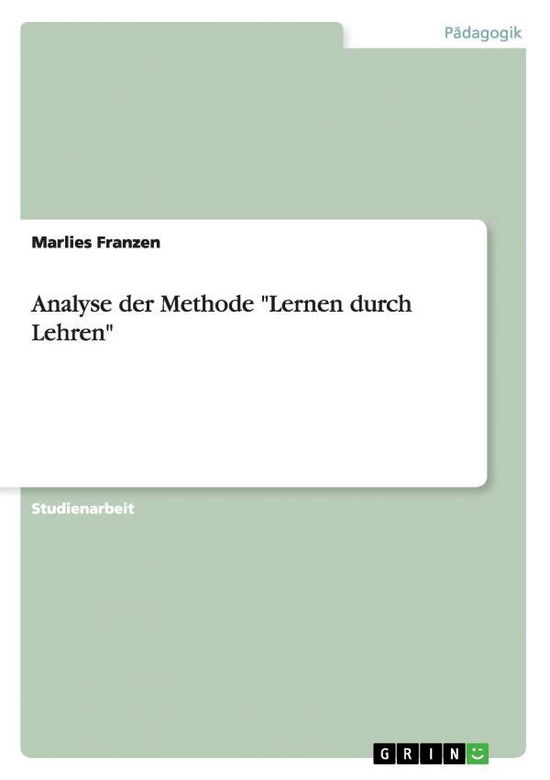 Cover for Franzen · Analyse der Methode &quot;Lernen dur (Book) [German edition] (2009)