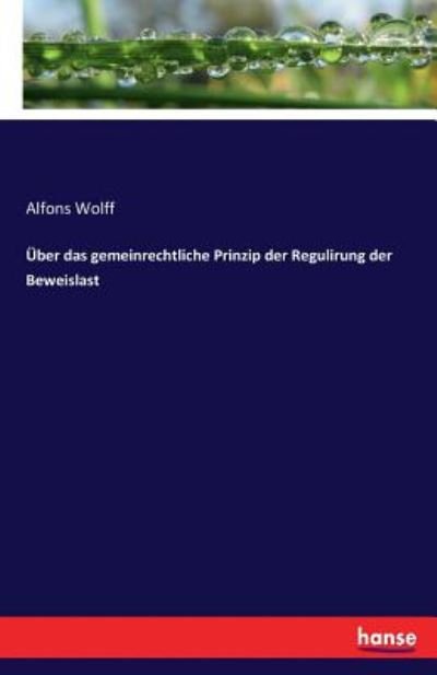 Über das gemeinrechtliche Prinzip - Wolff - Libros -  - 9783743647312 - 12 de enero de 2017