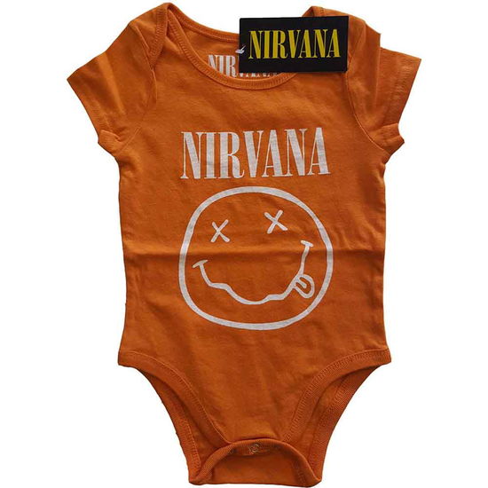 Nirvana Kids Baby Grow: White Happy Face (9-12 Months) - Nirvana - Marchandise -  - 5056368657313 - 