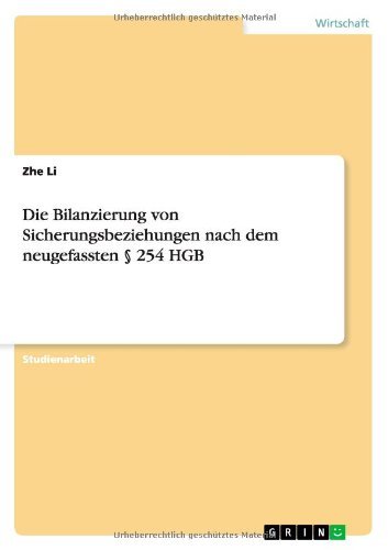Cover for Zhe Li · Die Bilanzierung von Sicherungsbeziehun (Book) [German edition] (2010)
