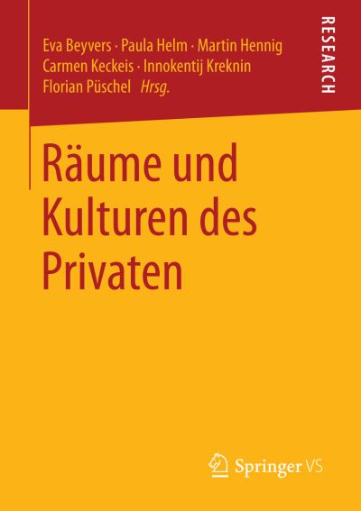 Cover for Raume Und Kulturen Des Privaten (Paperback Book) [1. Aufl. 2017 edition] (2016)